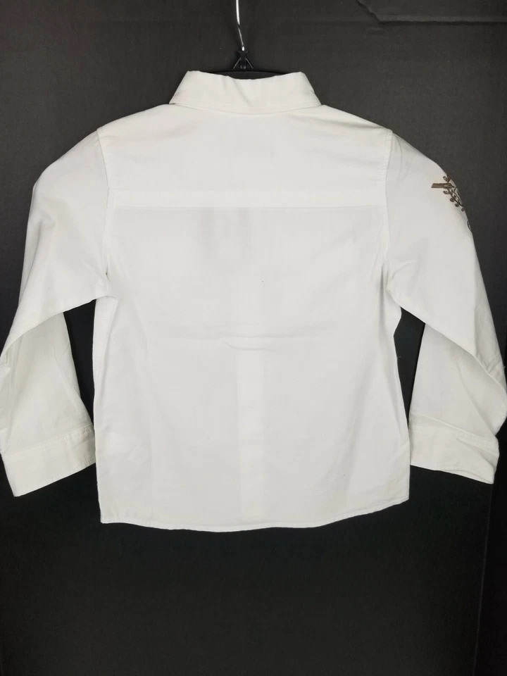 CATIMINI Boys White Button Up Western Style Shirt w Pockets & Snap Sleeves Sz. 6 - Image 2 of 4