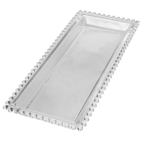 Large Rectangular Glass Serving Platter Alfresco Dining Tray Bella Perle Plates - Picture 6 of 7