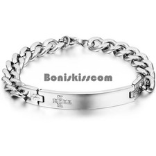 Couples Stainless Steel Cuban Chain CZ Cross Link Bracelet Valentine's Day Gift