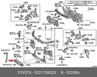 Genuine OE support sub-assy, hood lock, 5321758020 for TOYOTA 53217-58020
