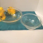 Vintage Pyrex Clear Glass Nesting Mixing Bowls 1½qt #323 & 1qt #322 Flat Rim EVC