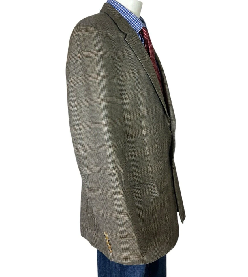 Chaqueta Abrigo Deportivo Andrew Fezza 2 Botones Cuadros Lana SEDA PARA Hombre 44l Bonita. Foto 4 de 4