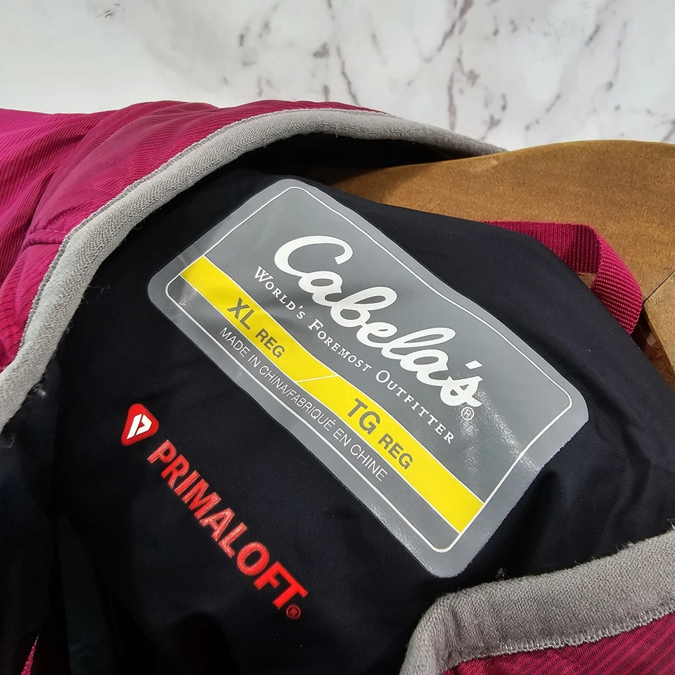 Cabelas Jacket Women XL Pink Black Puffer Primaloft Insulated Synthetic Coat  - Image 3 of 4