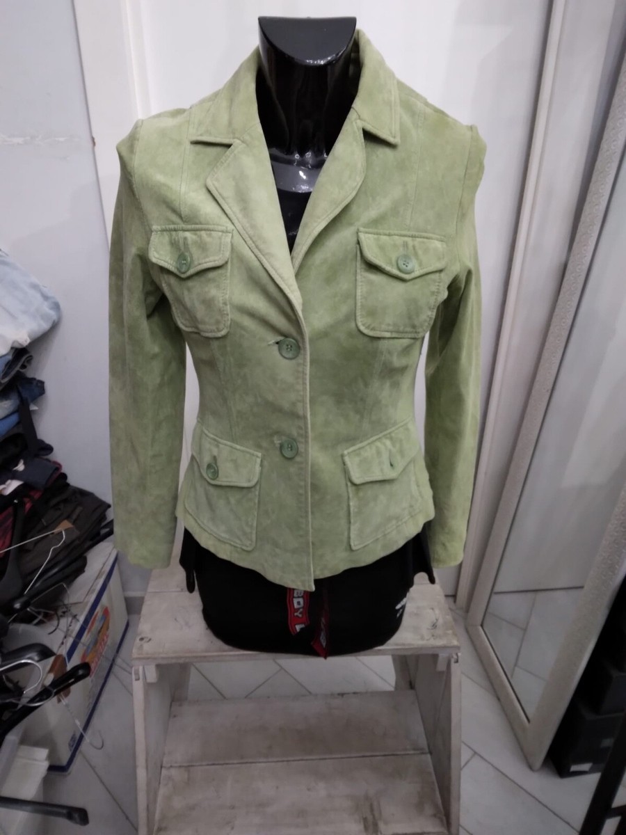 USED　美品！！DANIER　ダニエ　 ダークグリーン　レザートレンチコート Danier Genuine Leather Jacket Used Women Size 42/44 Green