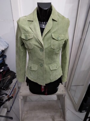 DANIER genuine leather jacket used women woman size 42/44 GREEN XYM886L