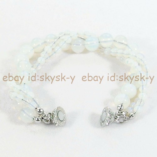 3 Strands 4mm 8mm Round Gems Beads Twisted Bracelet 7.5'' Magnetic Clasp - Picture 126 of 156