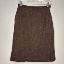 Vintage Miss Pendleton 100 Virgin Wool Brown Pencil Skirt Women's Sz 9 10 USA