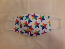 "RAINBOW STAR" ELASTIC TIES - REUSABLE ADULT FACE MASK WITH NOSE WIRE FILTER