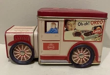 Oreo Cookies Nabisco Rolling Truck Tin 1996 Double Compartments By Bristolware