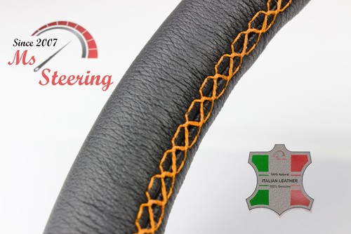 FOR Smart PASSION 13-16 SCHWARZ LEDER LENKRADABDECKUNG ORANGE STIT - Bild 2 von 5