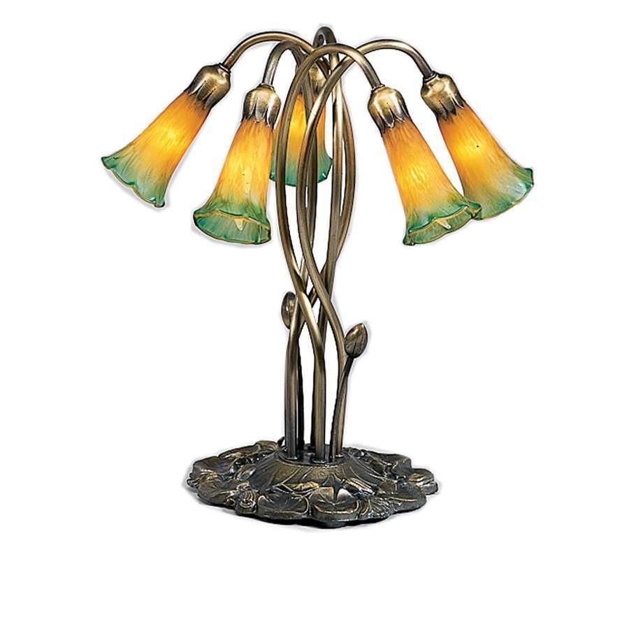 Meyda Lighting 16.5'H Amber/Green Pond Lily 5 Lt Accent Lamp