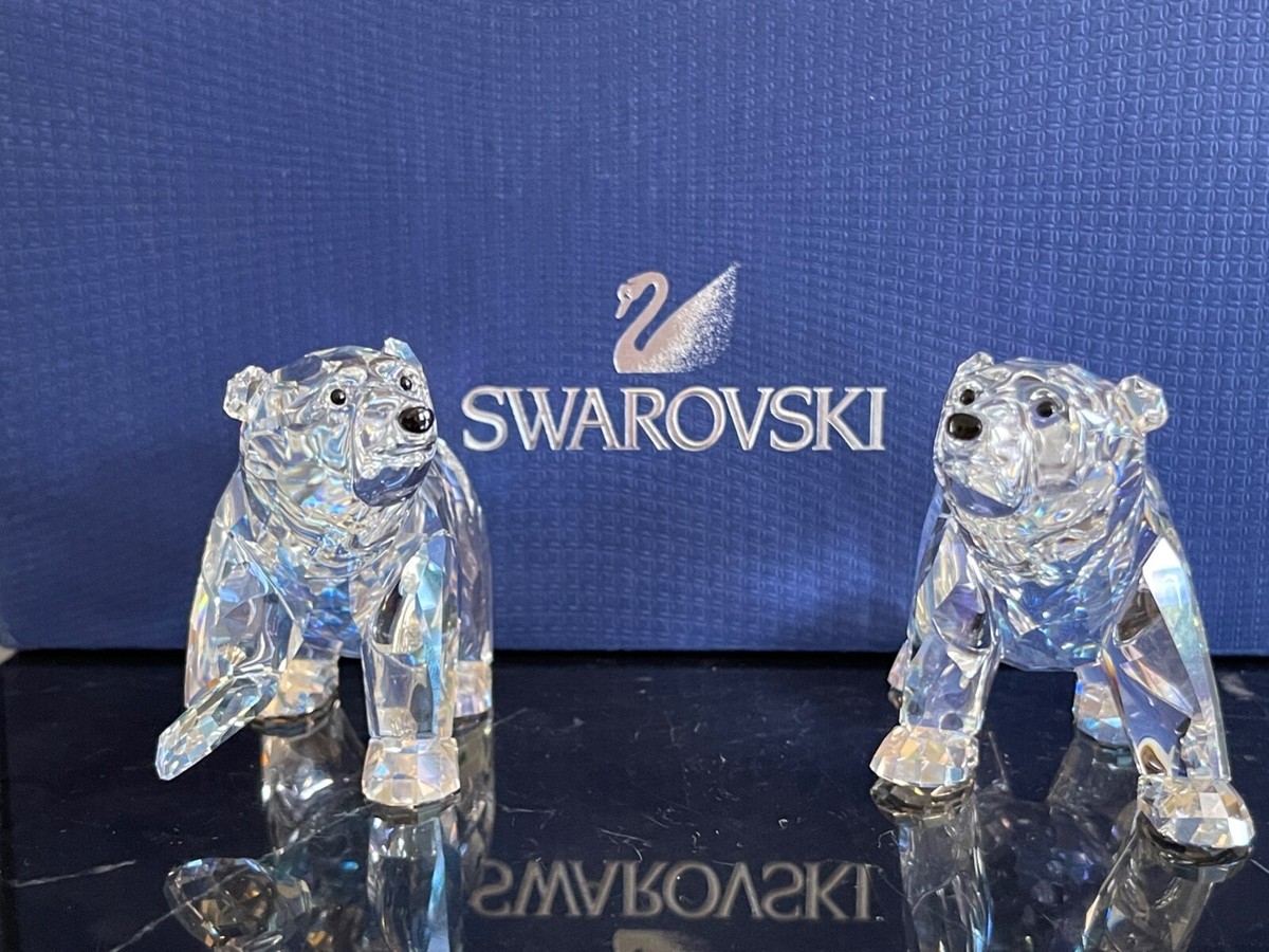 Swarovski Crystal Polar Bear Cubs Figurines in Original Box
