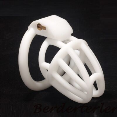 Resin Male Chastity Device White Cage for Men Short Lock Belt with 4 Rings