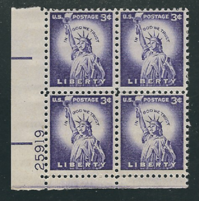 Scott #1035.. 3 CentStatue of Liberty2 Plate Blocks | eBay