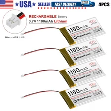 4PCS 1100mAh 3.7V Lithium Battery 3C Micro JST 1.25 for Arduino Nodemcu ESP32