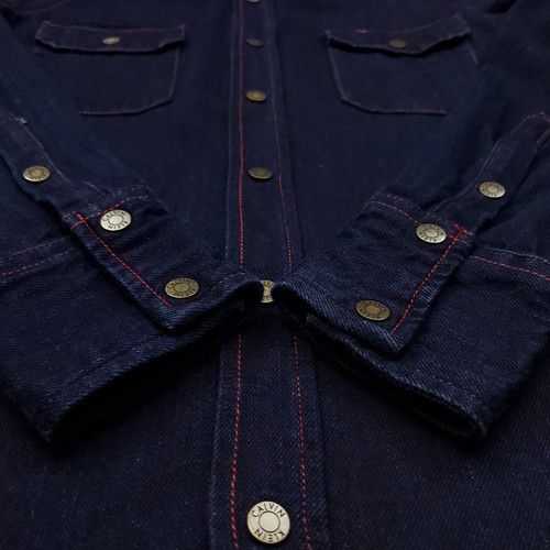 Camicia donna denim Calvin Klein SPESSA western con bottoni UK 4 (US 0) blu basic - Foto 6 di 9