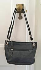 Vintage Genuine Black Leather Tignanello Shoulder / Crossbody Bag Pebbled Supple