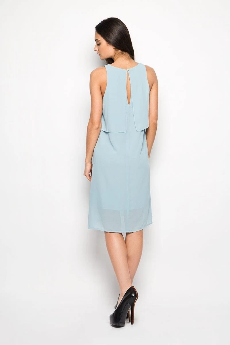 NEW GLAMOROUS LIGHT BLUE OVERLAY SHIFT DRESS PARTY WEDDING