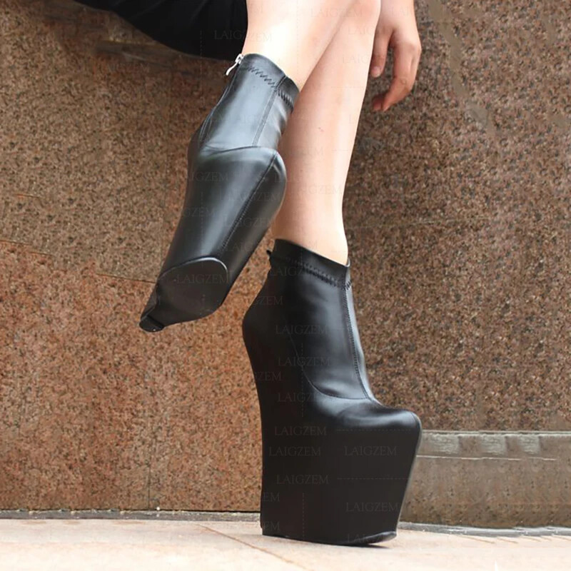 Women Ankle Boots Platform Wedges 20CM High Heels Pumps Booties