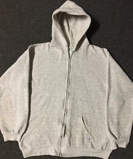 Vtg 80s Faded Distress Zip Hoodie M L USA Track Grunge PE Biker Skate Surf 90s