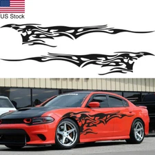 For Dodge Charger Black Sport Fire Car Body Side Door Fender Vinyl Decal Sticker