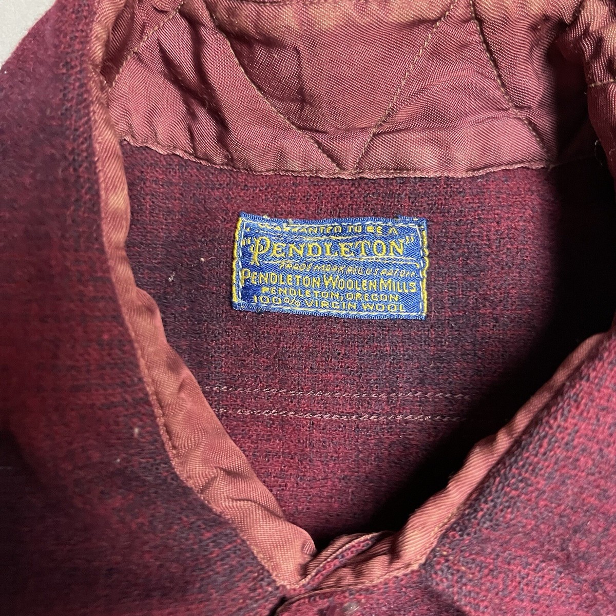 Vintage 50s Pendleton Wool Shadow Plaid Flannel Button Up