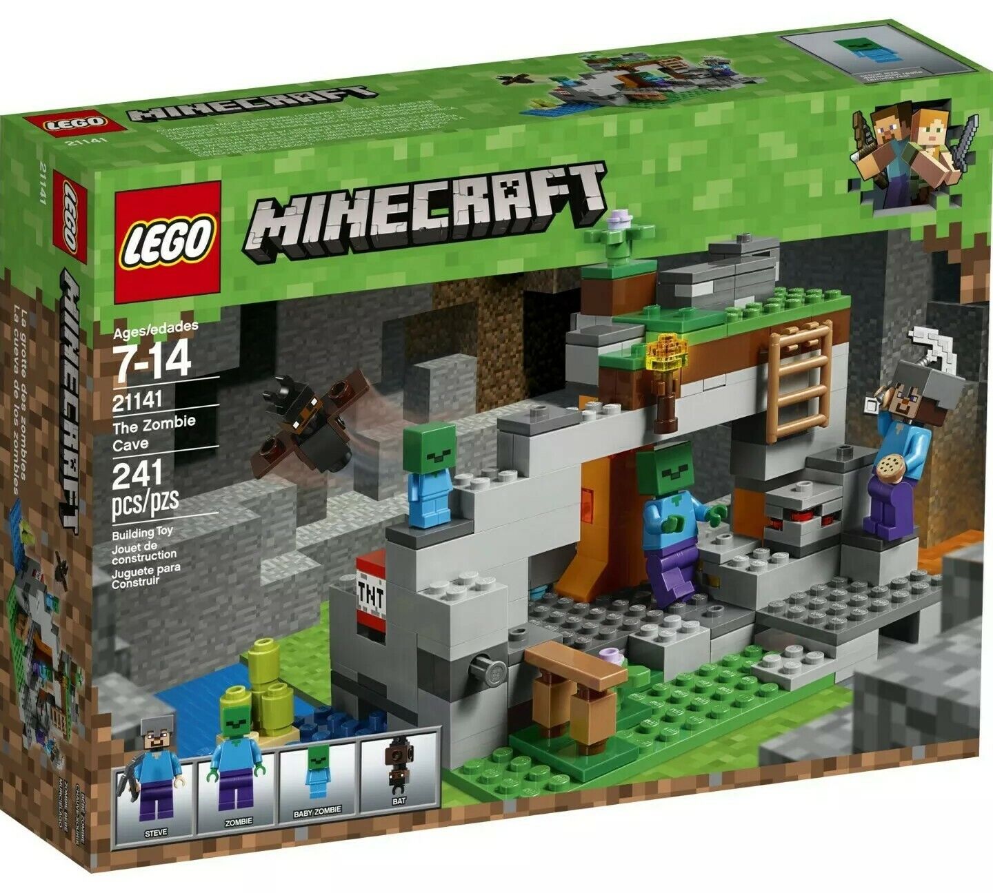 LEGO MINECRAFT (21141) The Zombie Cave - 241 pcs - Steve Bat Baby - Retired