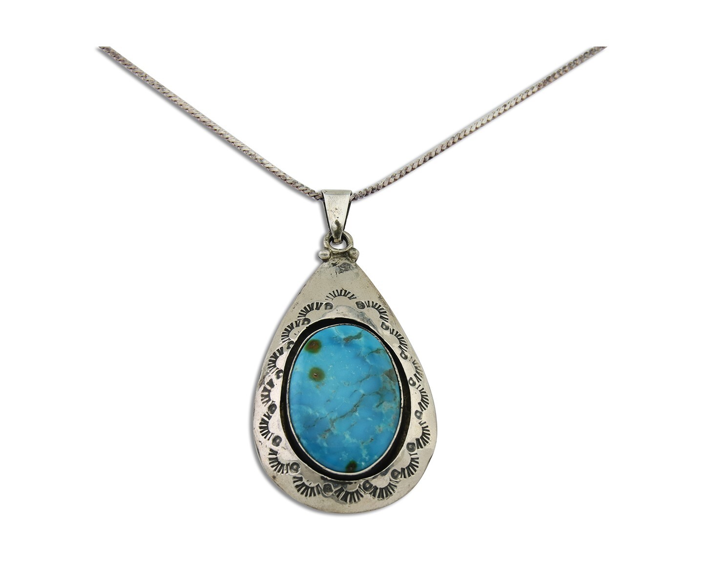 Navajo Necklace 925 Silver Natural Blue Turquoise Artist Navajo Necklace 925 Silver Natural Blue Turquoise Artist