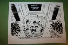 NEBRASKA GOVERNORS CAMPAIGN & FOSTER CARE ISSUES JEFF KOTERBA POLITICAL CARTOON