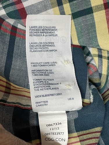 Tommy Hilfiger Mens Plaid Check Shirt Size 2XL Shirt Sleeves Cotton Button Front - Picture 11 of 11