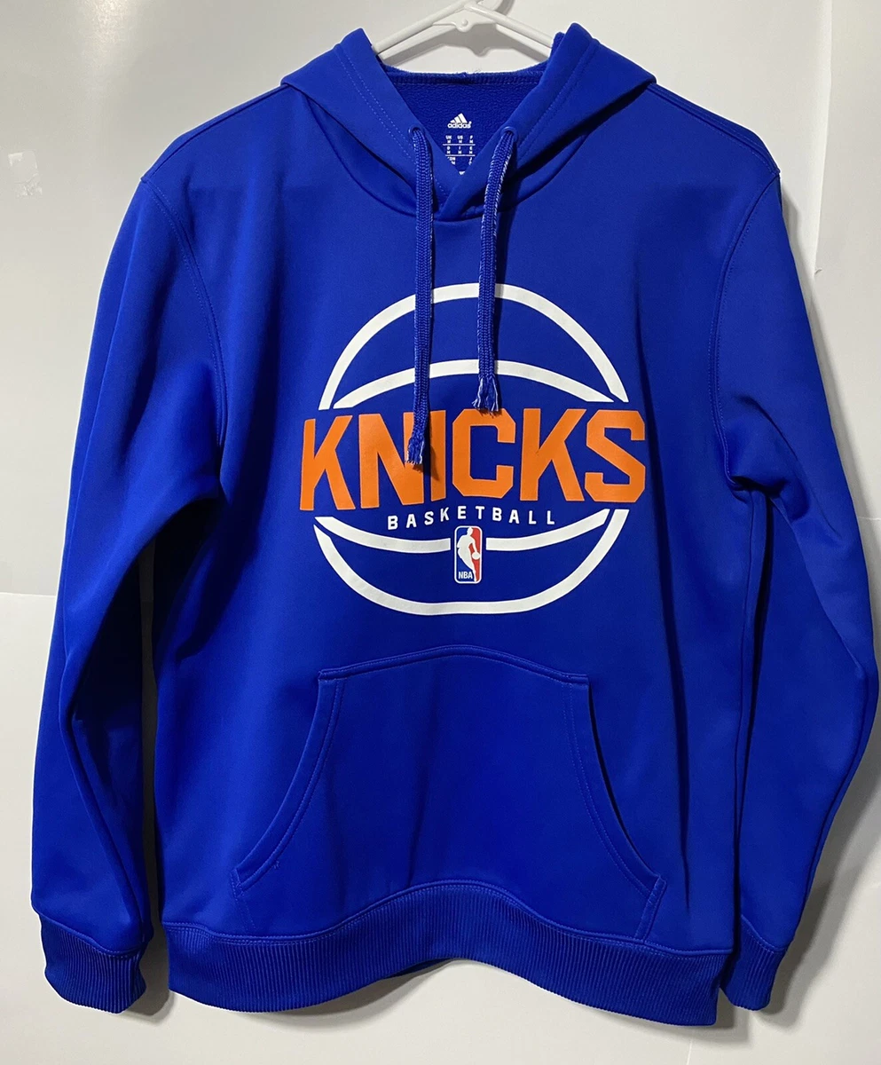 Blue Adidas Hoodie New York Knicks Sweatshirt NBA Basketball Mens