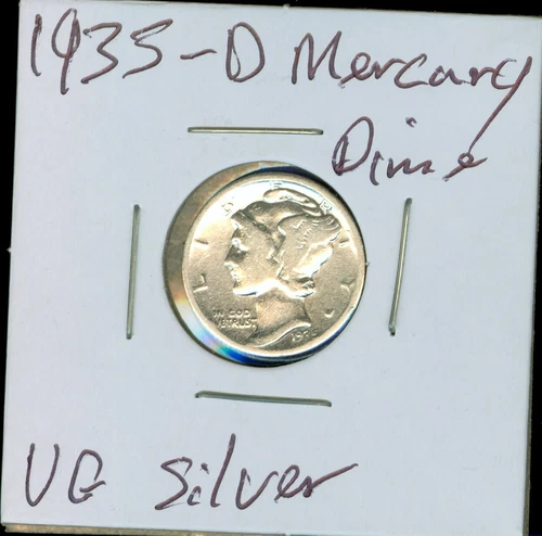 1935 D Silver Mercury Dime VG