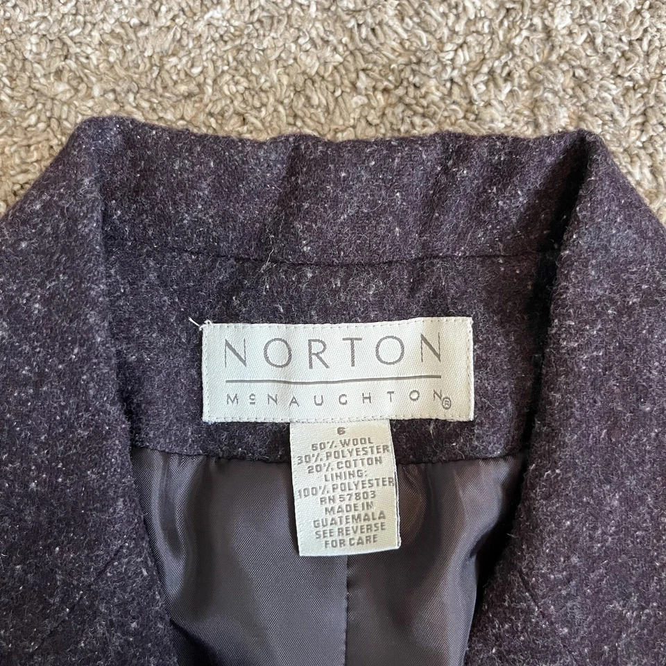 Chaqueta Blazer Norton McNaughton Mujer Talla 6 Morado Mezcla Lana De Colección Foto 3 de 4