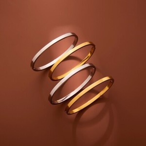 Authentic Classic 4mm Woman 18k Gold Plated Stainless Steel Polish Bracelet Bangle Cuff