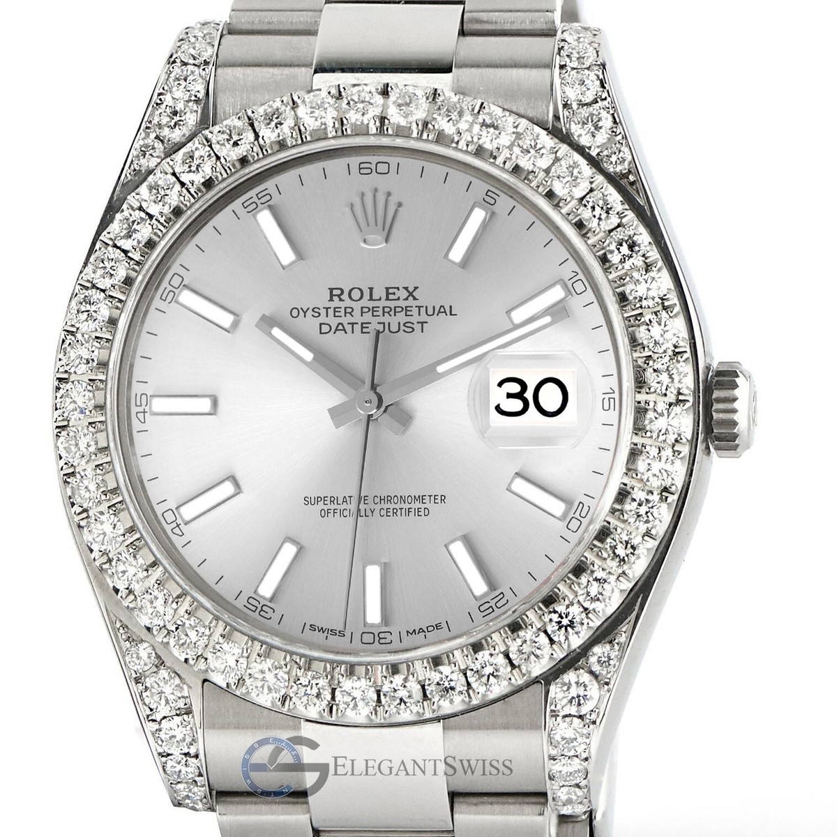 Rolex Datejust 41 126300 Diamonds Watch With Silver Index Dial Box  Papers