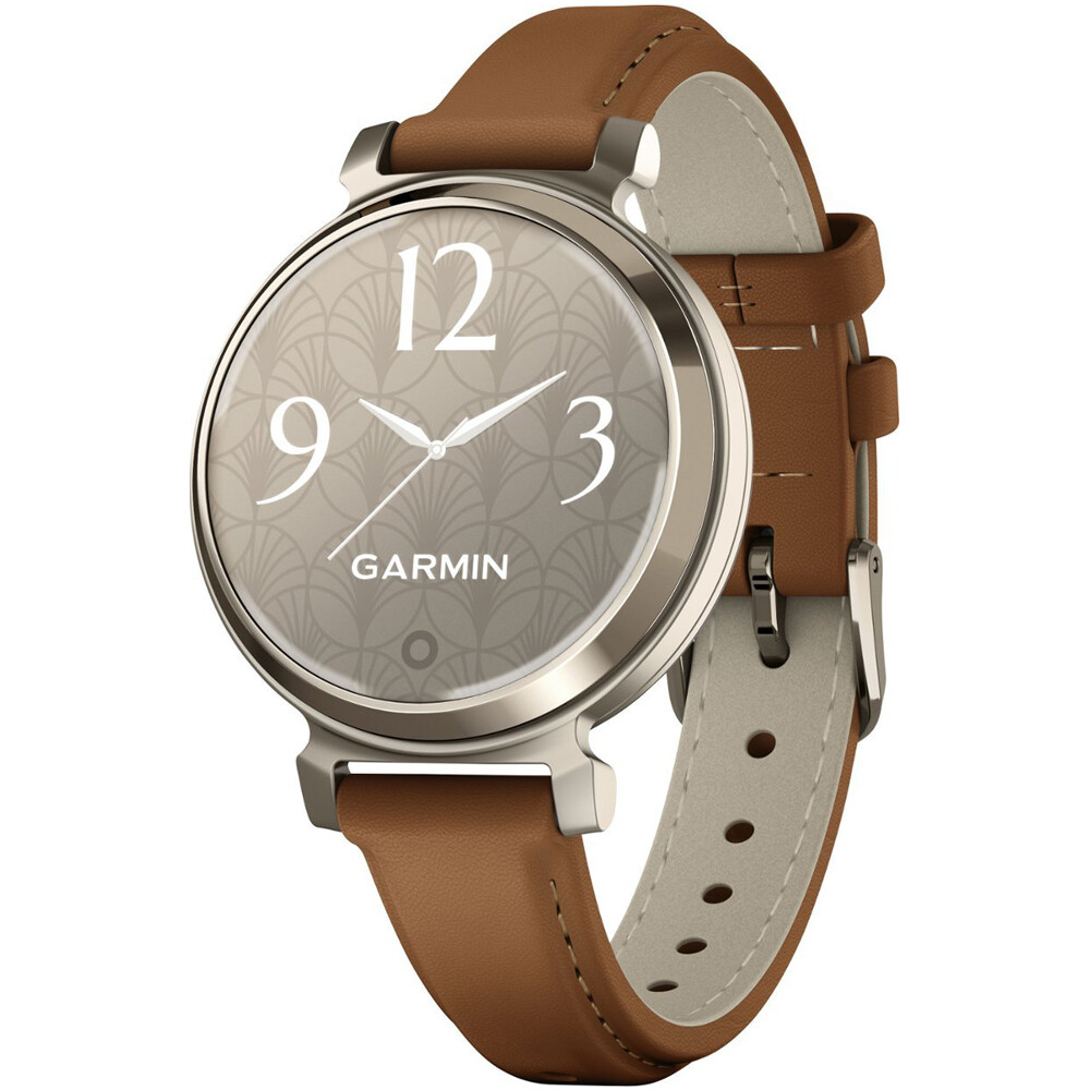 Умные часы Garmin Lily 2 Classic кремового золота с коричневым кожаным ремешком 