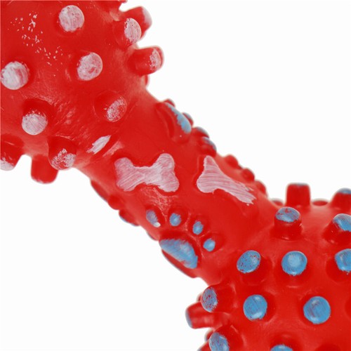 Dotted Dumbbell Shaped Dog Toys Squeeze Squeaky Faux Bone Pet Chew Toys TsJULZ - Picture 4 of 8