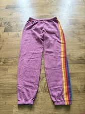 Aviator Nation sweatpants Large purple Pink 5 Stripe
