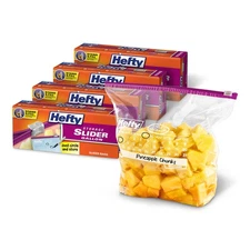 Hefty 120 Count Gallon Slider Food Storage Bags with Calendar Labels 4 Pack