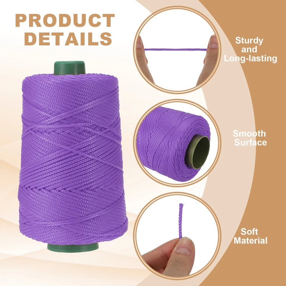 Шнур макраме из полиэстера, шнуры макраме 3 мм x 219 ярдов - (фиолетовый) - Изображение 3 из 4