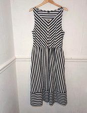 Shein Womens Dress Black Size XL UK 16 White Striped Midi Sleeveless Monochrome