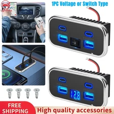RV USB Outlet Dual USB A USB C Ports Charging Socket Panel for 12V/24V Car Boat