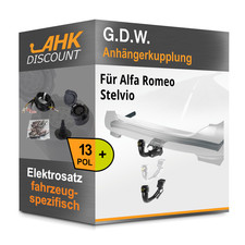 Für Alfa Romeo Stelvio 04.17- G.D.W. Anhängerkupplung abnehmbar + 13polig E-Satz