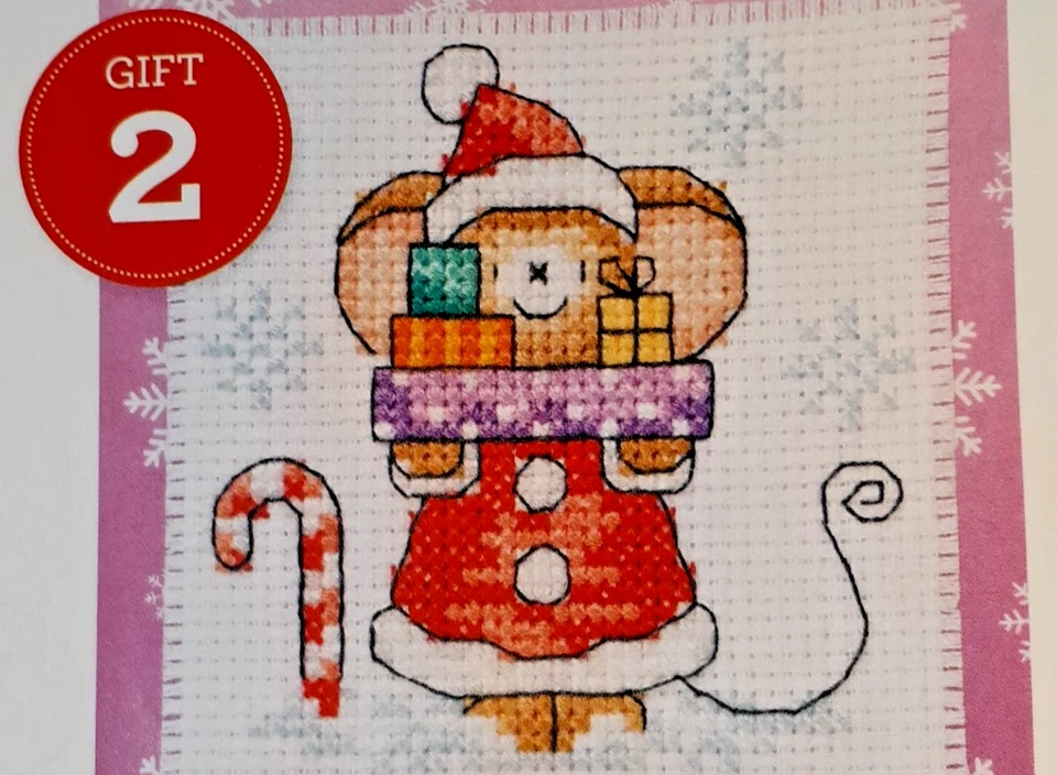a cross stitch Christmas booklet - mouse ornament, mouse card and mouse tags - Image 3 of 4