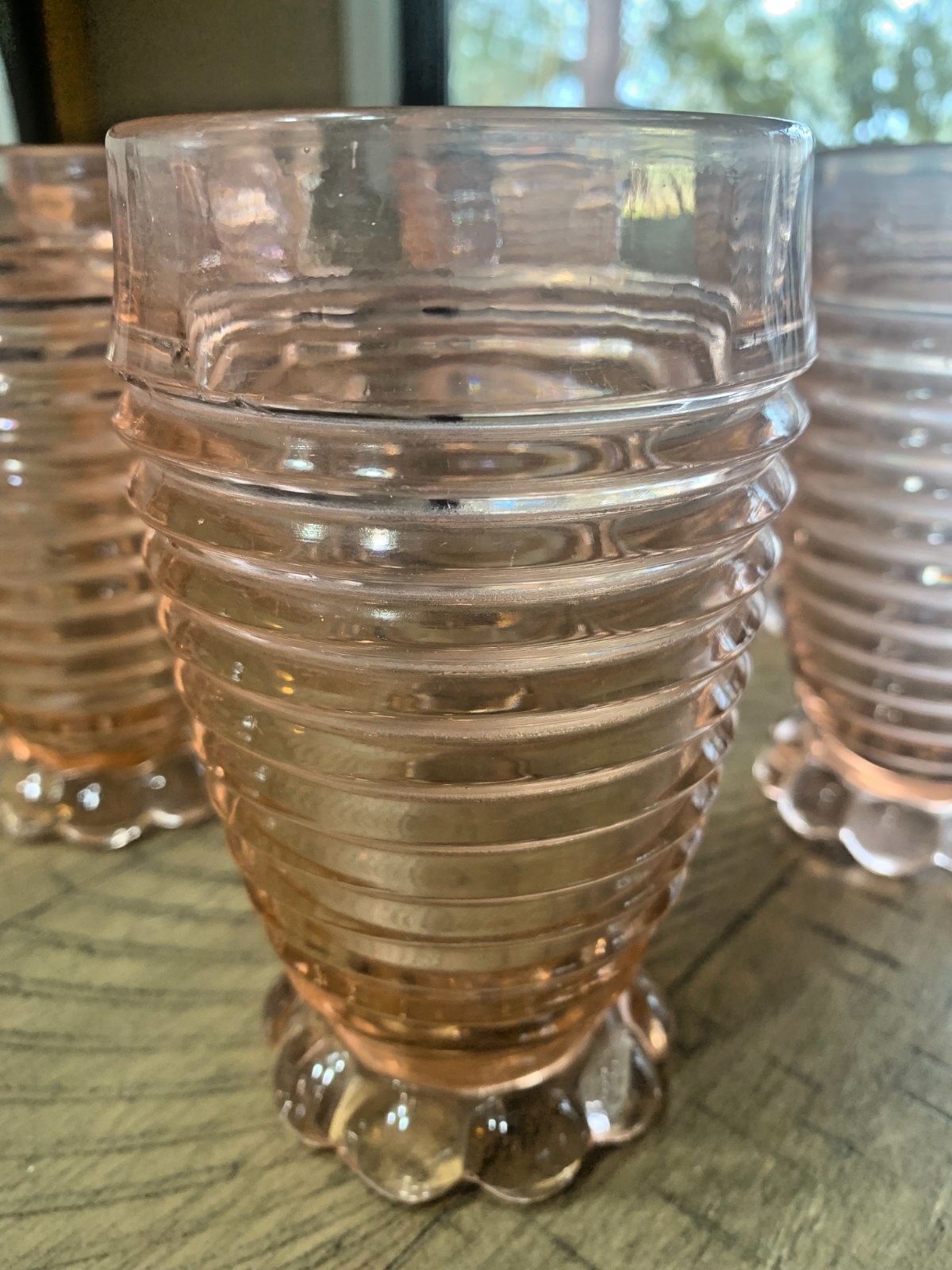 1930-1940s Anchor Hocking Manhattan Pink Depression Glass Tumblers - Set of 6