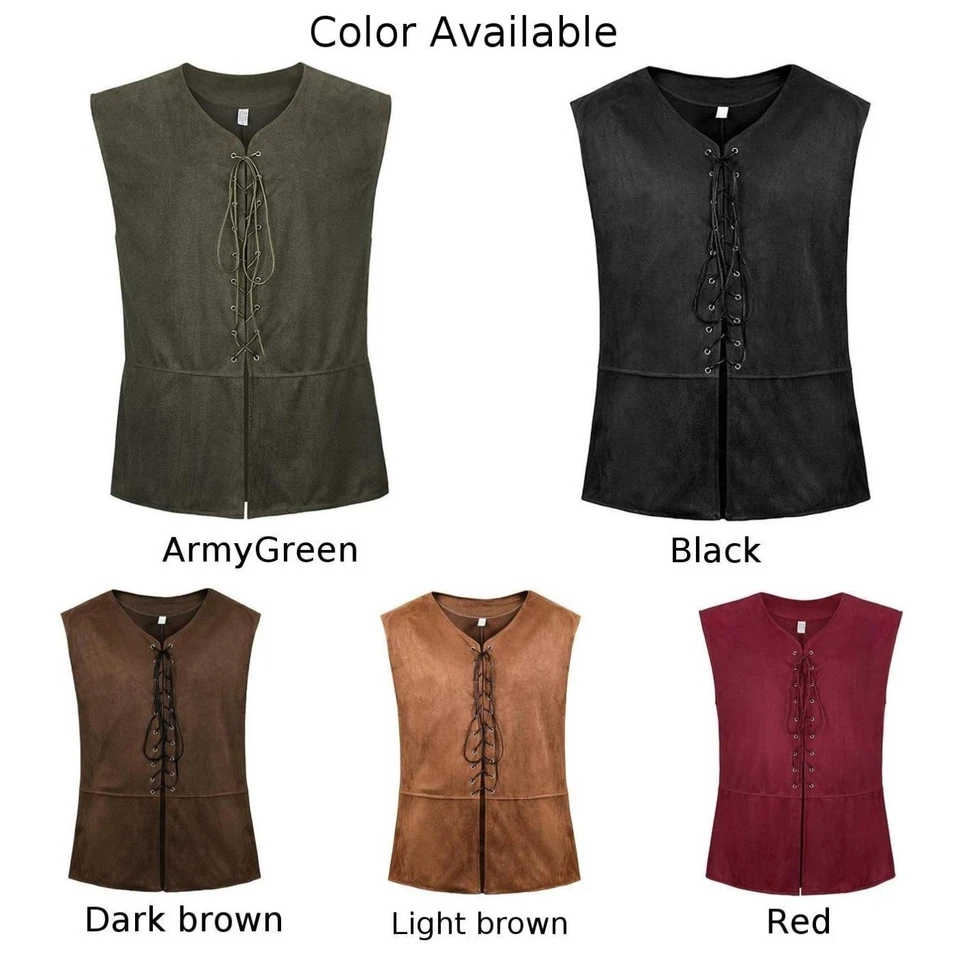 Elegant Men's Medieval Vest Pirate Costume Renaissance Steampunk Waistcoat - Image 4 of 4