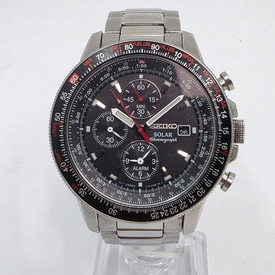 SEIKO V172-0AC0 Flightmaster Solar Chronograph Stainless Steel