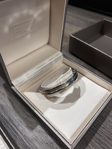 Bulgari B Zero-1 Bangle Steel & 18k Yellow Gold Engraved Sides
