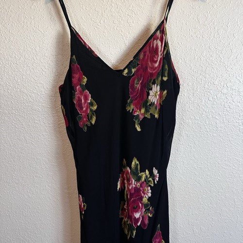 Vintage American Angel Dress Womens 2X Black Red Floral Maxi y2K Sleeveless 90s