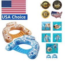 Large Inflatable Pool Lounger with Armrest - 2 Pack - Vinyl Floaties